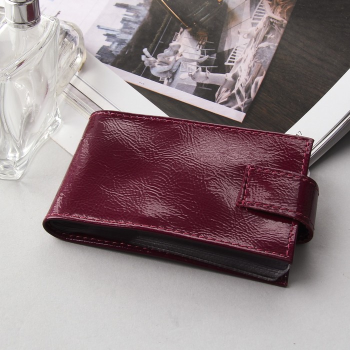 Визитница на кнопке, 1 ряд, цвет фиолетовый