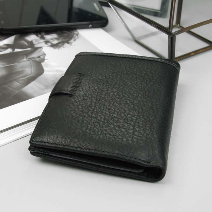 Портмоне мужское 2в1, для автодокументов, 2 отделения, для монет, для карт, чёрный