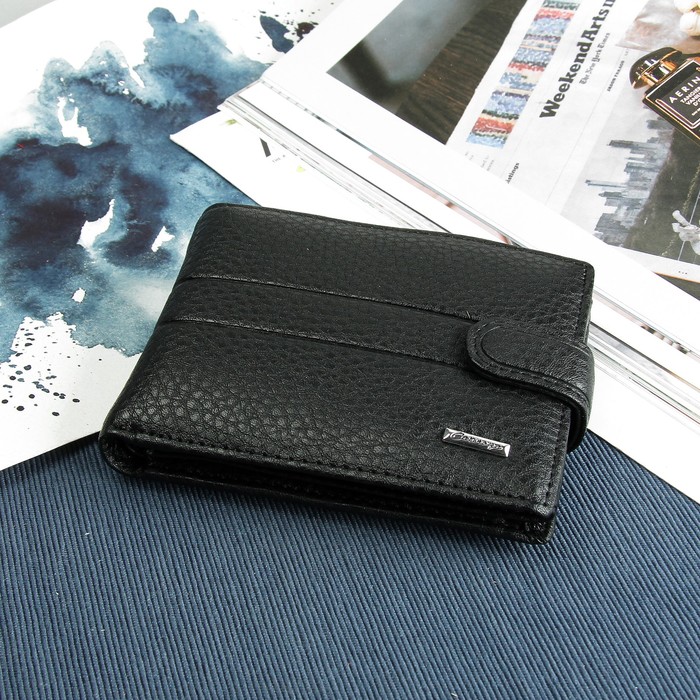 Портмоне мужское, 3 отдела, для карт, для монет, цвет чёрный
