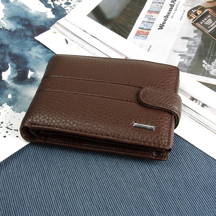 Портмоне мужское, 3 отдела, для карт, для монет, коричневый