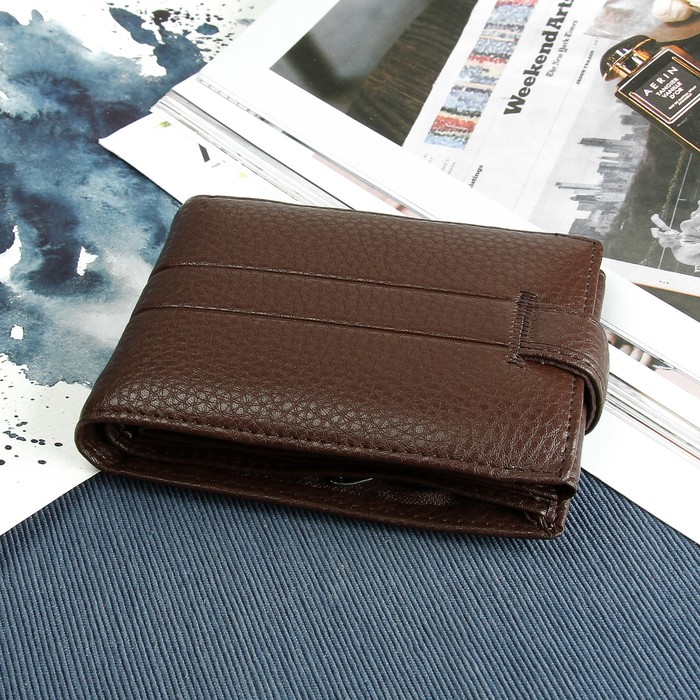 Портмоне мужское, 3 отдела, для карт, для монет, коричневый
