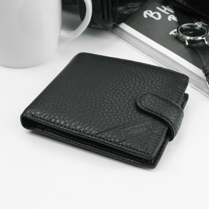 Портмоне мужское, 3 отдела, для карт, для монет, цвет чёрный