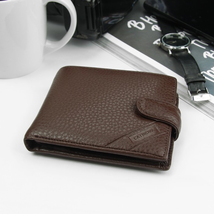 Портмоне мужское, 3 отдела, для карт, для монет, цвет коричневый