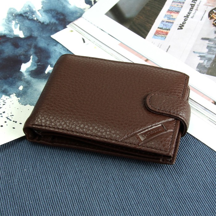 Портмоне мужское, 3 отдела, для карт, для монет, коричневый