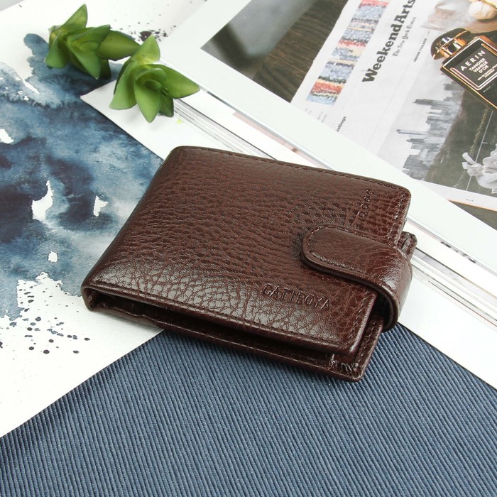 Портмоне мужское, 3 отдела, для карт, для удостоверений, для монет, цвет коричневый