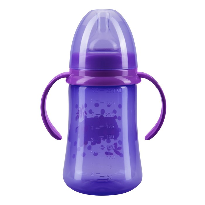Бутылочка для кормления с ручками, широкое горло, 250 мл, от 6 мес.