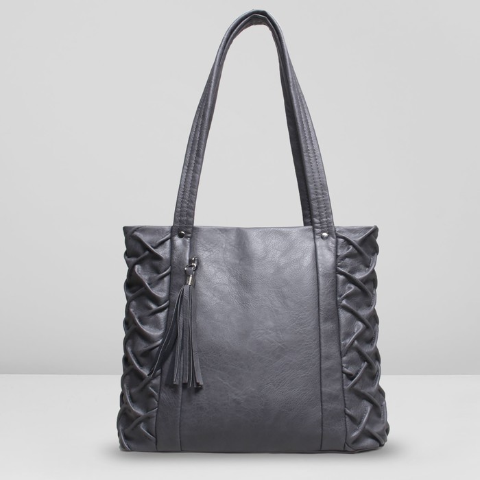 Сумка женская на молнии, 1 отдел, наружный карман, цвет серый