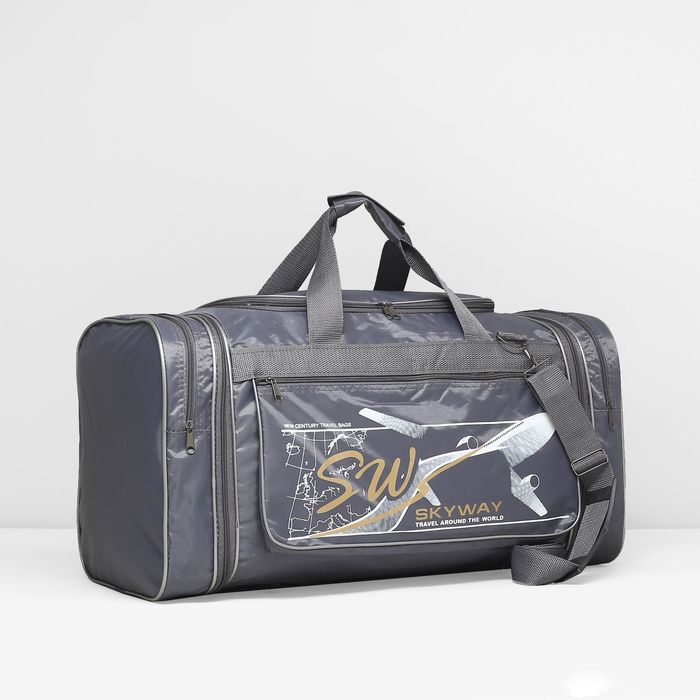 Сумка спортивная на молнии, с увеличением, 1 отдел, 3 наружных кармана, цвет серый