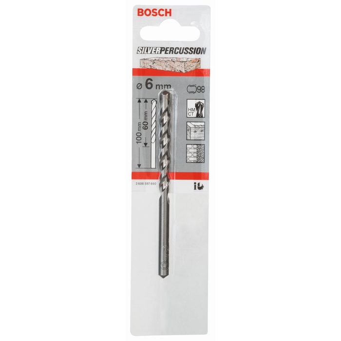Сверло по бетону BOSCH 2608597660, SilverPerc, CYL-3, 6x100 мм
