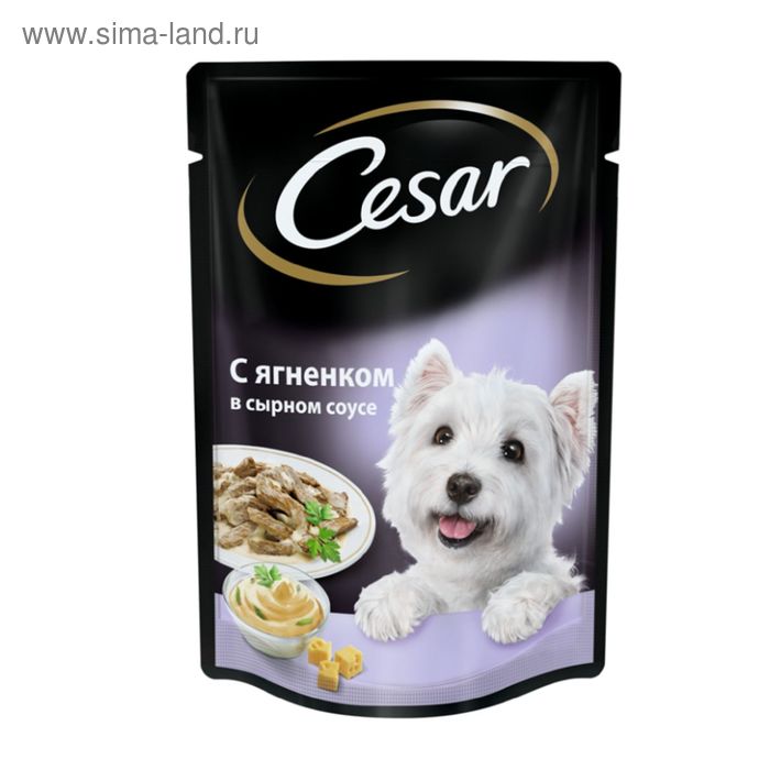 Влажный корм Cesar для собак, ягненок в сырном соусе, пауч, 85 г