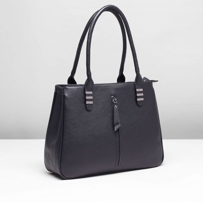 Сумка женская на молнии, 2 отдела, 2 наружных кармана, цвет чёрный