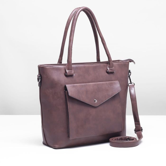 Сумка женская, 1 отдел с перегородкой, 2 наружных кармана, цвет мокко