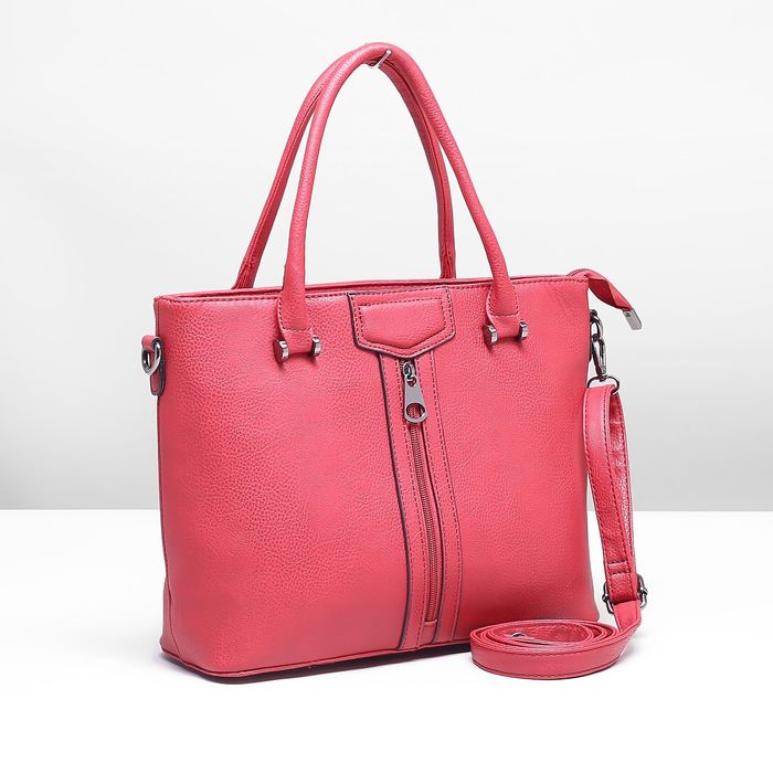 Сумка женская на молнии, 1 отдел с перегородкой, 2 наружных кармана, цвет малиновый