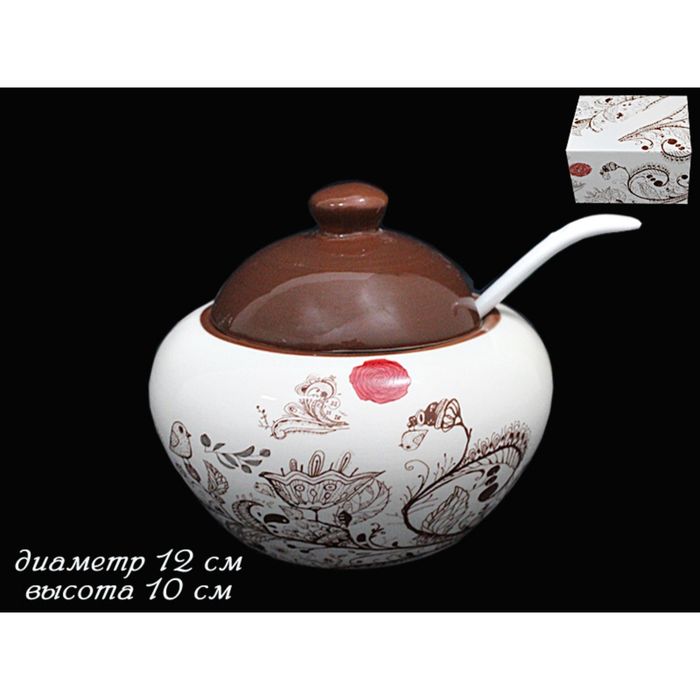 Сахарница с ложкой "Птичий дворик", в подарочной упаковке