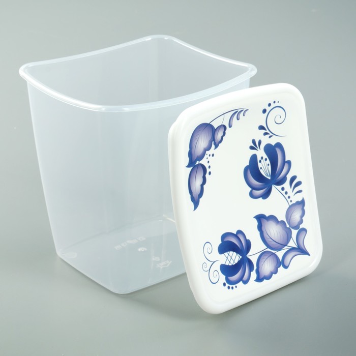 Емкость для сыпучих продуктов 1 л "Деко. Гжель", квадратная