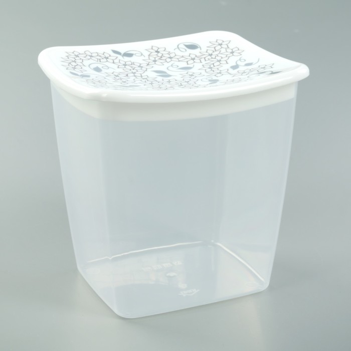 Емкость для сыпучих продуктов 1 л "Деко. Белые цветы", квадратная