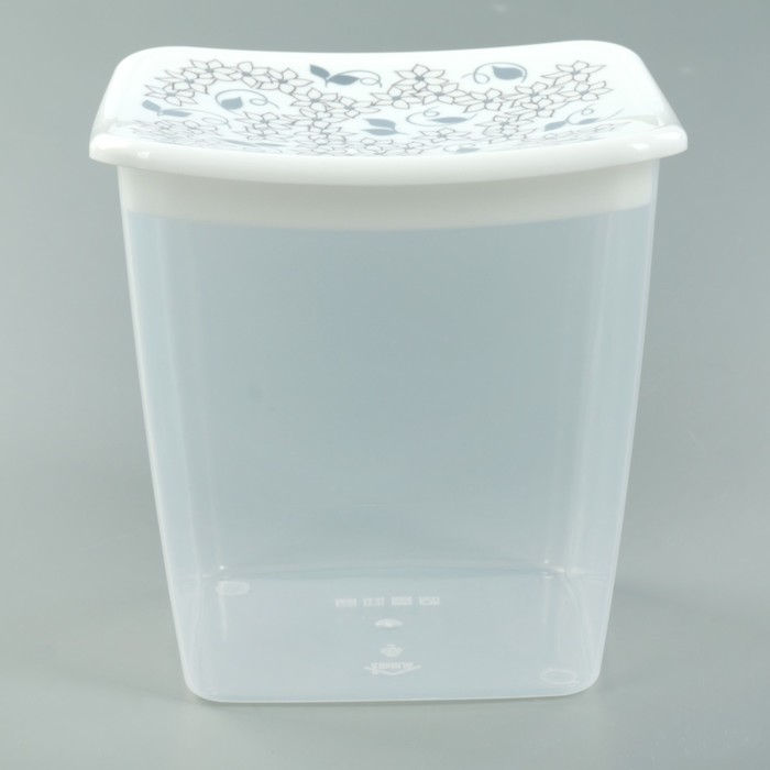 Емкость для сыпучих продуктов 1 л "Деко. Белые цветы", квадратная