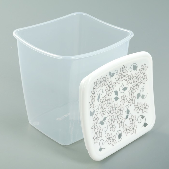 Емкость для сыпучих продуктов 1 л "Деко. Белые цветы", квадратная