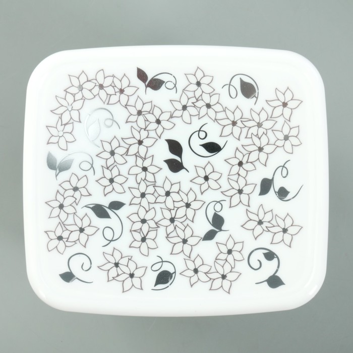 Емкость для сыпучих продуктов 1 л "Деко. Белые цветы", квадратная