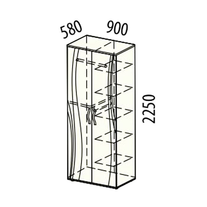 Шкаф двухдверный многофункциональный Соната 900х580х2250