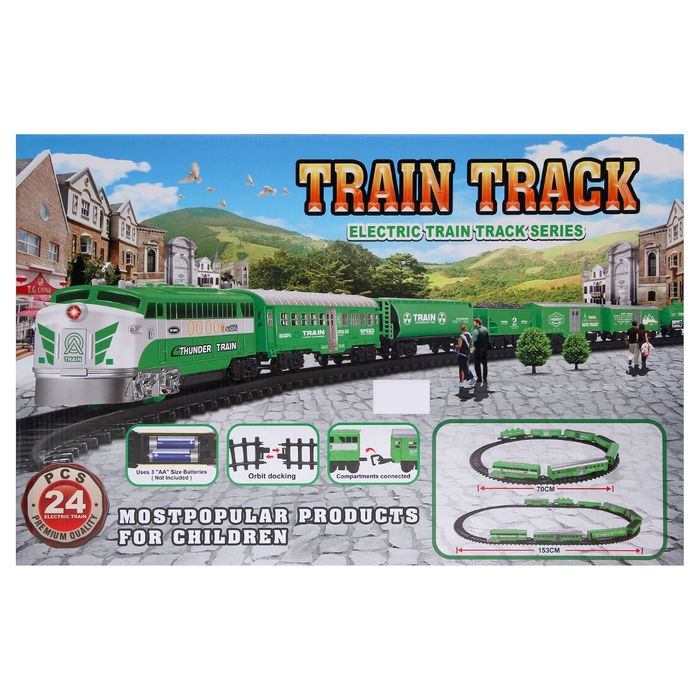 Железная дорога "Товарный поезд", со светозвуковыми эффектами, протяжённость пути 3,74 м