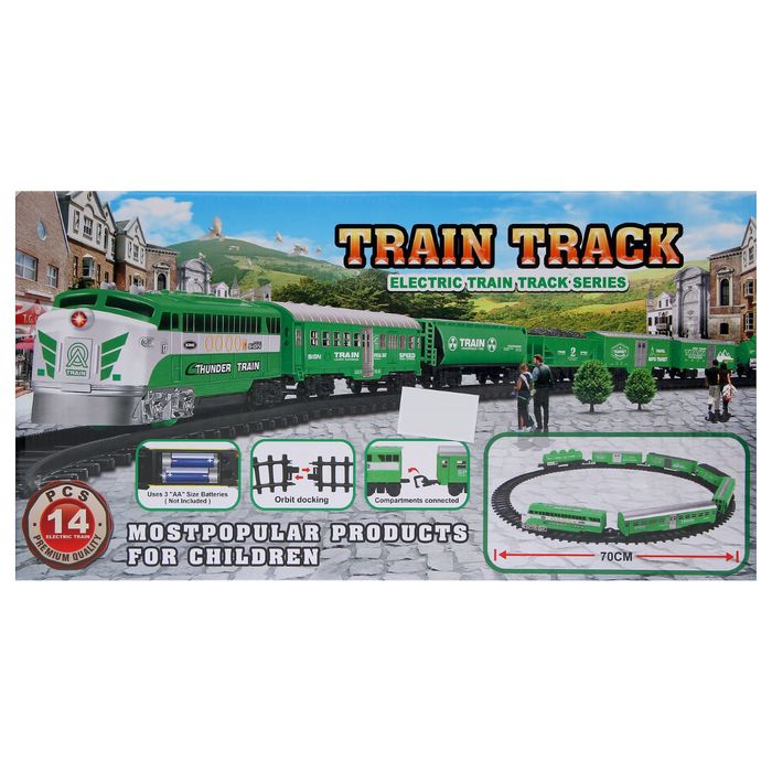 Железная дорога "Товарный поезд", со светозвуковыми эффектами, протяжённость пути 1,98 м