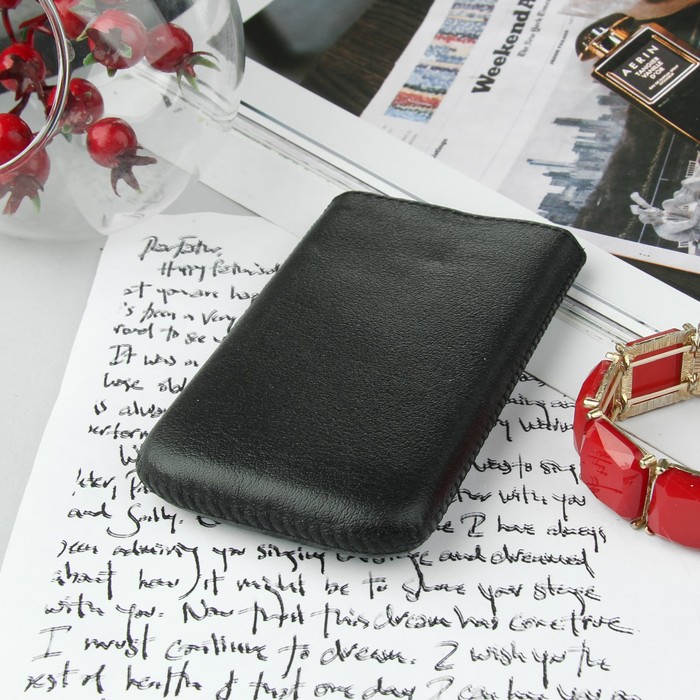 Чехол Time для телефона, с ремешком, размер 15, 64x124x11 мм, цвет чёрный