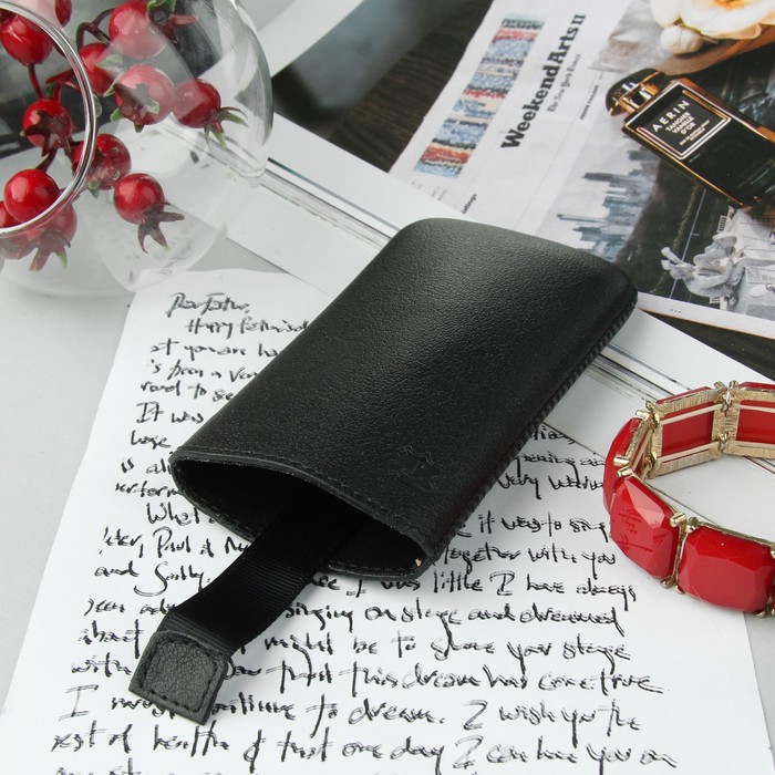 Чехол Time для телефона, с ремешком, размер 15, 64x124x11 мм, цвет чёрный