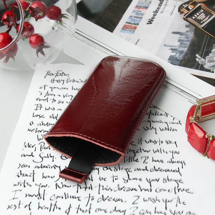 Чехол Time для телефона, с ремешком, размер 25, цвет рубиновый