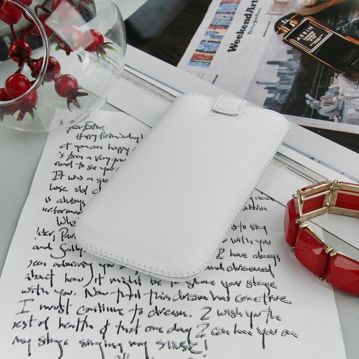 Чехол Time для телефона, с ремешком, размер 26, 65x131x8 мм, цвет белый