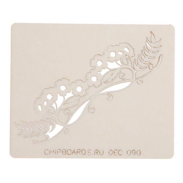 Чипборд картон "Цветочный декор" (1) толщ.0,9-1,15 мм, 2,5х8,5 см