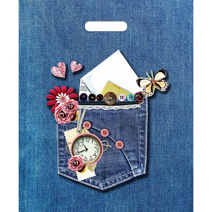 Пакет "Кармашек джинсовый", полиэтиленовый с вырубной ручкой, 40 x 31 см, 55 мкм