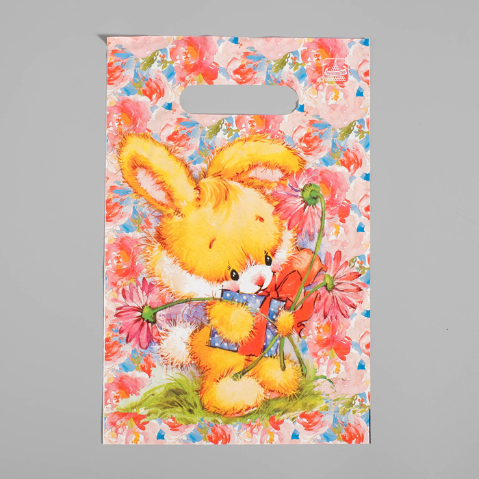 Пакет "Зайка", полиэтиленовый с вырубной ручкой, 30х20 см, 30 мкм