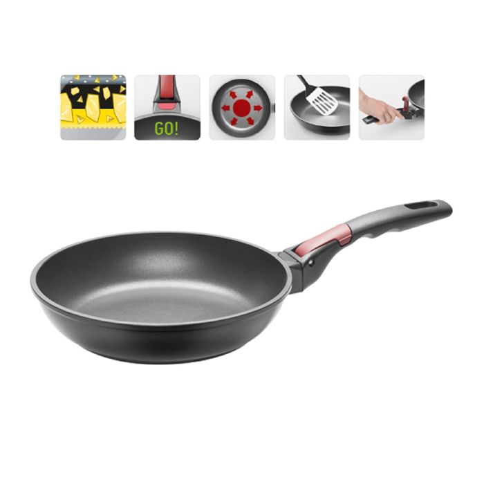 Сковорода с антипригарным покрытием и съёмной ручкой, 24 см VILMA