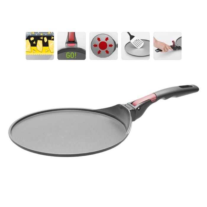 Сковорода блинная с антипригарным покрытием и съёмной ручкой, 26 см VILMA