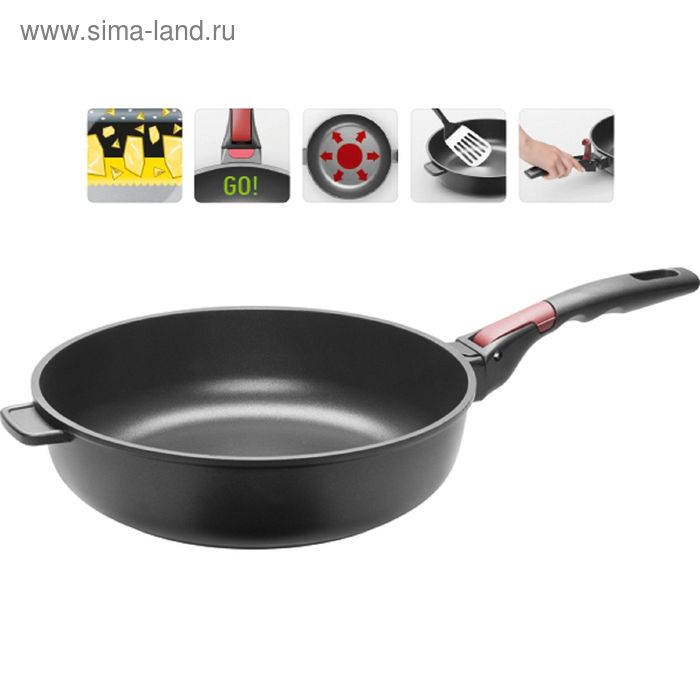 

Сковорода глубокая Nadoba Vilma, антипригарное покрытие, съёмная ручка, d=28 см