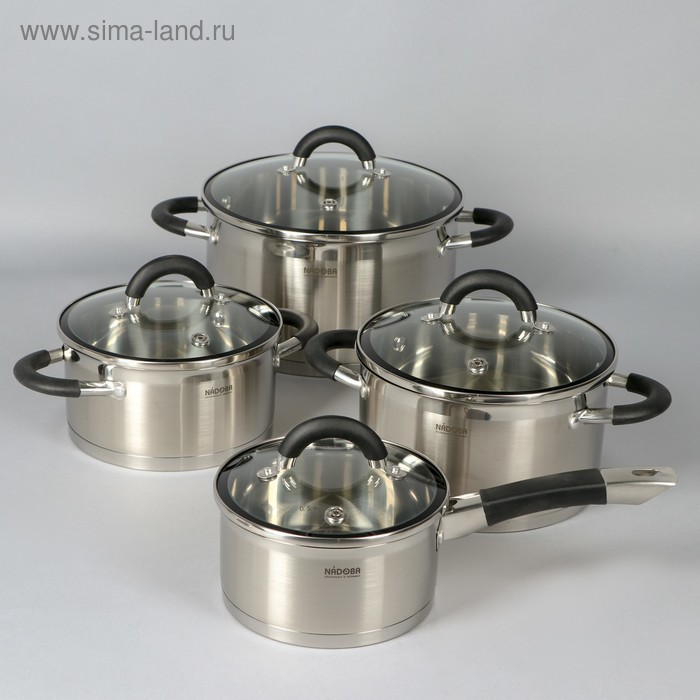 Набор посуды Olina, 4 шт: кастрюли 2,1 л, 3,2 л, 6 л, ковш 1,5 л