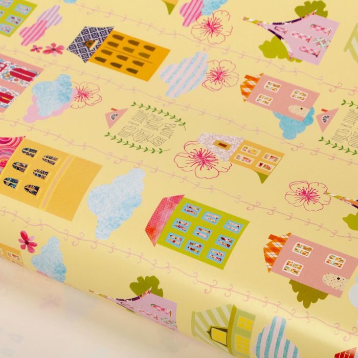 Бумага упаковочная глянцевая "Уютные домики", 70 х 100 см