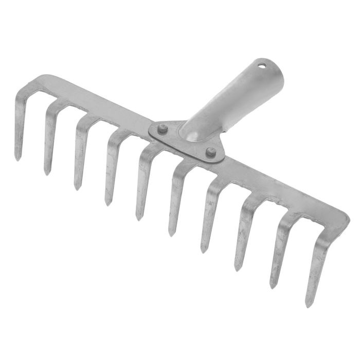 Грабли прямые, прямой зубец, 10 зубцов, нержавейка, тулейка 28 мм, без черенка