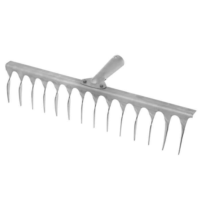 Грабли прямые, повёрнутый зубец, 14 зубцов, нержавейка, тулейка 28 мм, без черенка