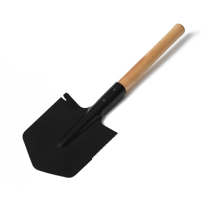 Лопата сапёрная, стальная, L = 40 см, деревянный черенок, ТУ 1489-070-00235341-2006