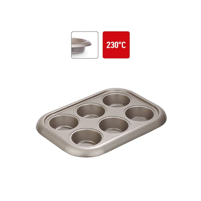 Форма для 6 маффинов, стальная, антипригарная, 29,4х21х3,5 см RÁDA