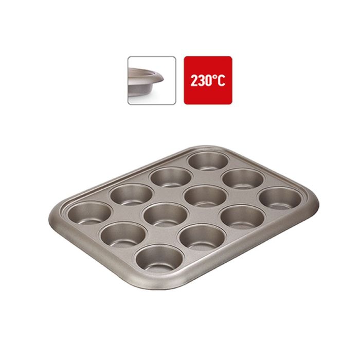 Форма для 12 маффинов, стальная, антипригарная, 38х29,5х3,5 см RÁDA