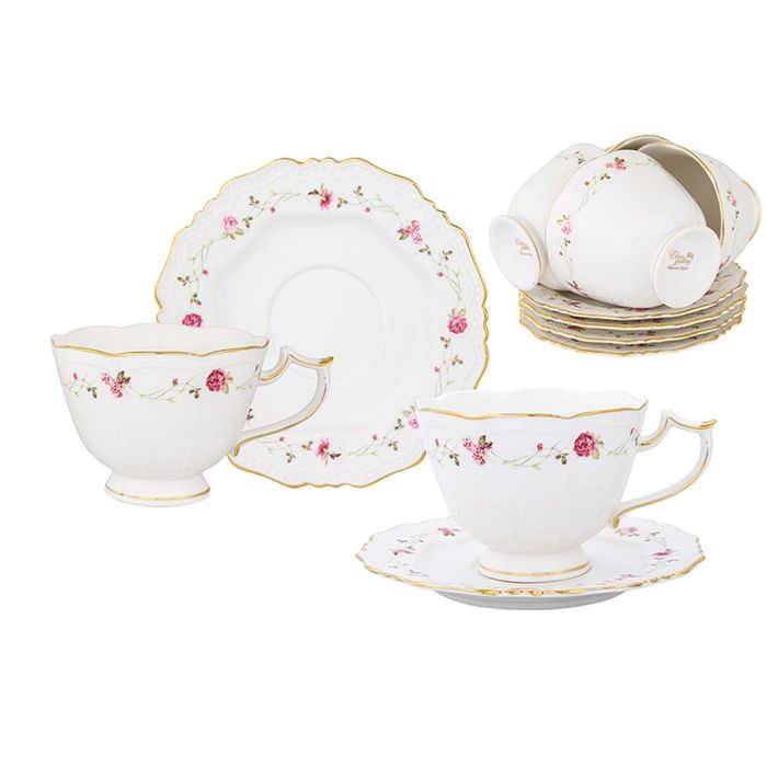 Чайный набор "Нежные розы", 12 предметов, 0,275 л