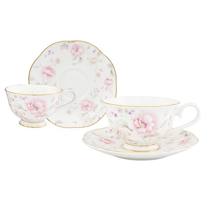 Чайная пара "Жизель", чашка на ножке 4 предмета, 0,22 л
