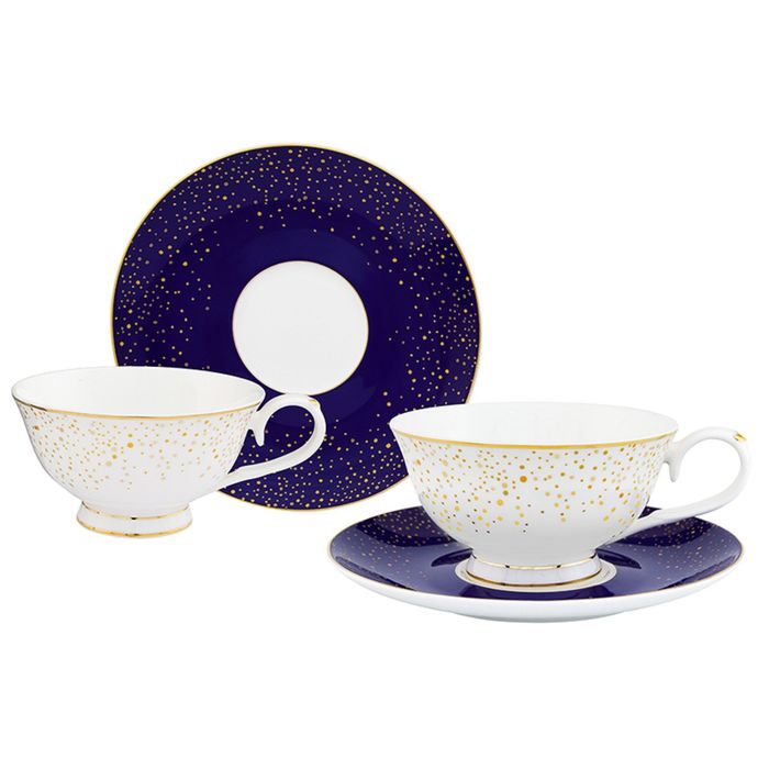 Чайная пара "День и ночь", чашка на ножке 4 предмета, 0,22 л