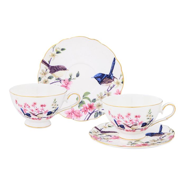 Чайная пара "Райские птички", 4 предмета, 0,22 л