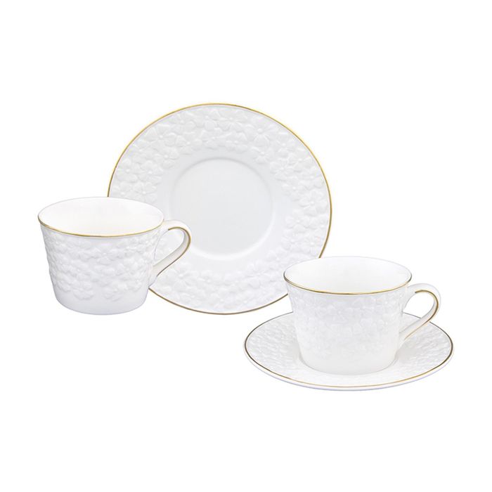 Чайная пара "Белоснежные цветы", 4 предмета, 0,21 л