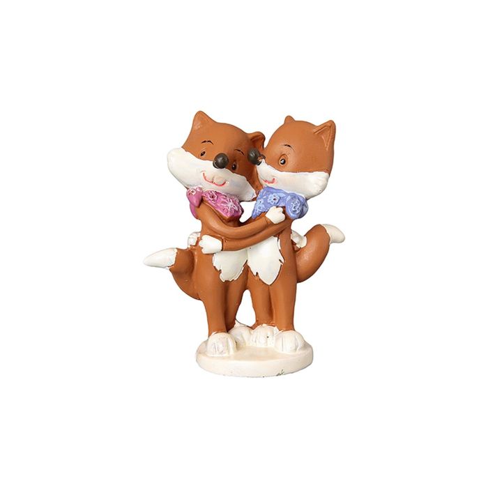 Фигурка декоративная "Влюблённые лисята", 7х4х8,5 см