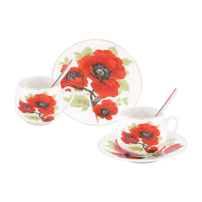 Кофейная пара "Маки", ложки, 4 предмета, 0,13 л